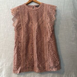 Cable & Gauge Blouse Sleeveless Lace Dusty Rose Women’s Sz S/P